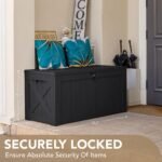 120 Gal Waterproof Deck Box – Resin Outdoor Storage (Black) - Image 4