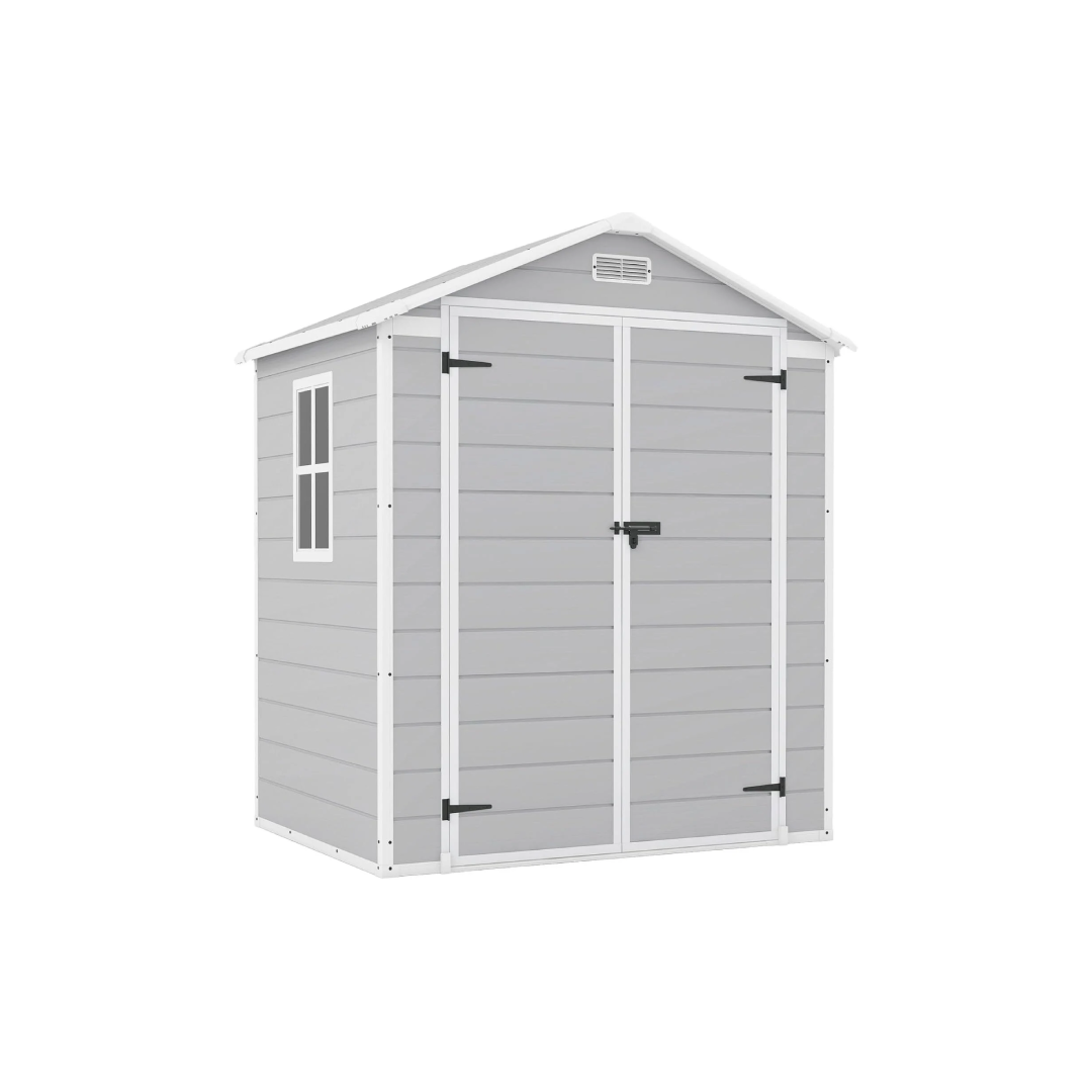 6×4 FT Plastic Outdoor Shed – Light Grey Resin Garden Storage 6×4 FT Plastic Outdoor Shed – Light Grey Resin Garden Storage
