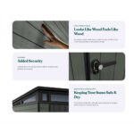 Keter 9x 7 Cortina Heavy Duty Plastic Pent Shed – Green - Image 8