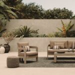 N3 Oak Three Seater Sofa Wheat Canvas - Image 2