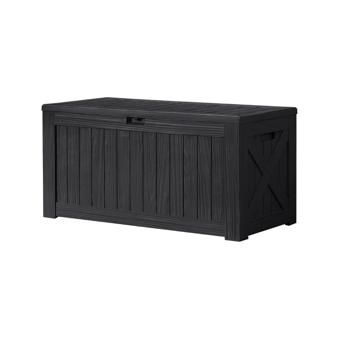 120 Gal Waterproof Deck Box – Resin Outdoor Storage (Black) 120 Gal Waterproof Deck Box – Resin Outdoor Storage (Black)
