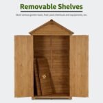 Outdoor Wood Storage Cabinet – 2 Shelves with Floor for Yard - Image 5