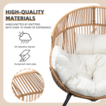 JAMFLY Oversized Wicker Egg Chair with Creamy White Cushion – Indoor/Outdoor Patio Lounge Chair - Image 5