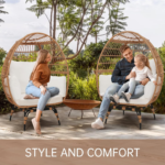 Murago Oversized 360° Swivel Outdoor Egg Chair – Natural Beige PE Rattan Wicker with Overstuffed Water-Resistant Cushions, 440 lb Capacity - Image 4