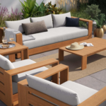 Tahoe 5-Piece Acacia Wood Outdoor Patio Furniture Set – Light Gray - Image 3