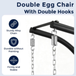 SWITTE 2-Person Dark Gray Double Egg Chair with Stand – Outdoor Wicker Hanging Swing with 6-Inch Cushion - Image 8