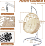 Oversized Hanging Egg Chair with Stand, 330lbs Capacity Wicker Chair - Image 3