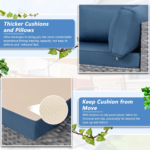 Shintenchi 5-Piece Gray & Aegean Blue Outdoor Wicker Patio Sectional Set with Cushions and Coffee Table - Image 6