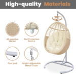 Oversized Hanging Egg Chair with Stand, 330lbs Capacity Wicker Chair - Image 6