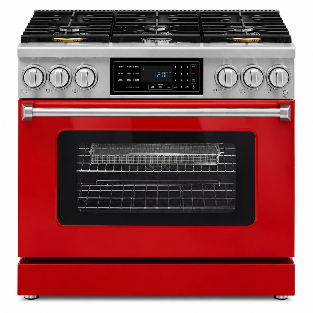 KOSTCH 36-Inch Professional Red Propane Gas Range – 6-Burner Cooktop, 6.2 Cu. Ft. True Convection Oven, Air Fry & Self-Clean KOSTCH 36-Inch Professional Red Propane Gas Range – 6-Burner Cooktop, 6.2 Cu. Ft. True Convection Oven, Air Fry & Self-Clean - Image 1