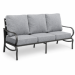 PHI VILLA 3-Seater Gray Metal Outdoor Patio Sofa – 5.75-Inch Cushions, High-Back Design & All-Weather Rust-Resistant Frame