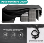 Wumiokio 7-Piece Gray Outdoor Patio Furniture Set with Loveseats, Dining Table, 3 Ottomans, Cushions and Sofa Cover - Image 5