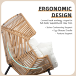 JAMFLY Oversized Wicker Egg Chair with Creamy White Cushion – Indoor/Outdoor Patio Lounge Chair - Image 7