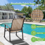 Shintenchi 3-Piece Coffee Rocking Bistro Set – 2 Textilene Patio Rocking Chairs with Square Glass Table - Image 4